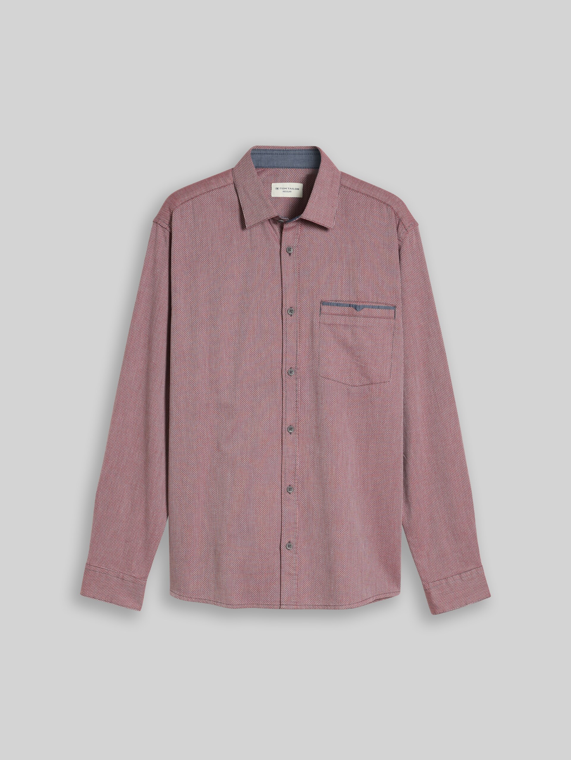 Chemise coupe classique en coton texturé - tarmac grey structure - Vue de face du produit