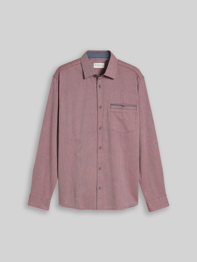 Chemise coupe classique en coton texturé par Men, tarmac grey structure