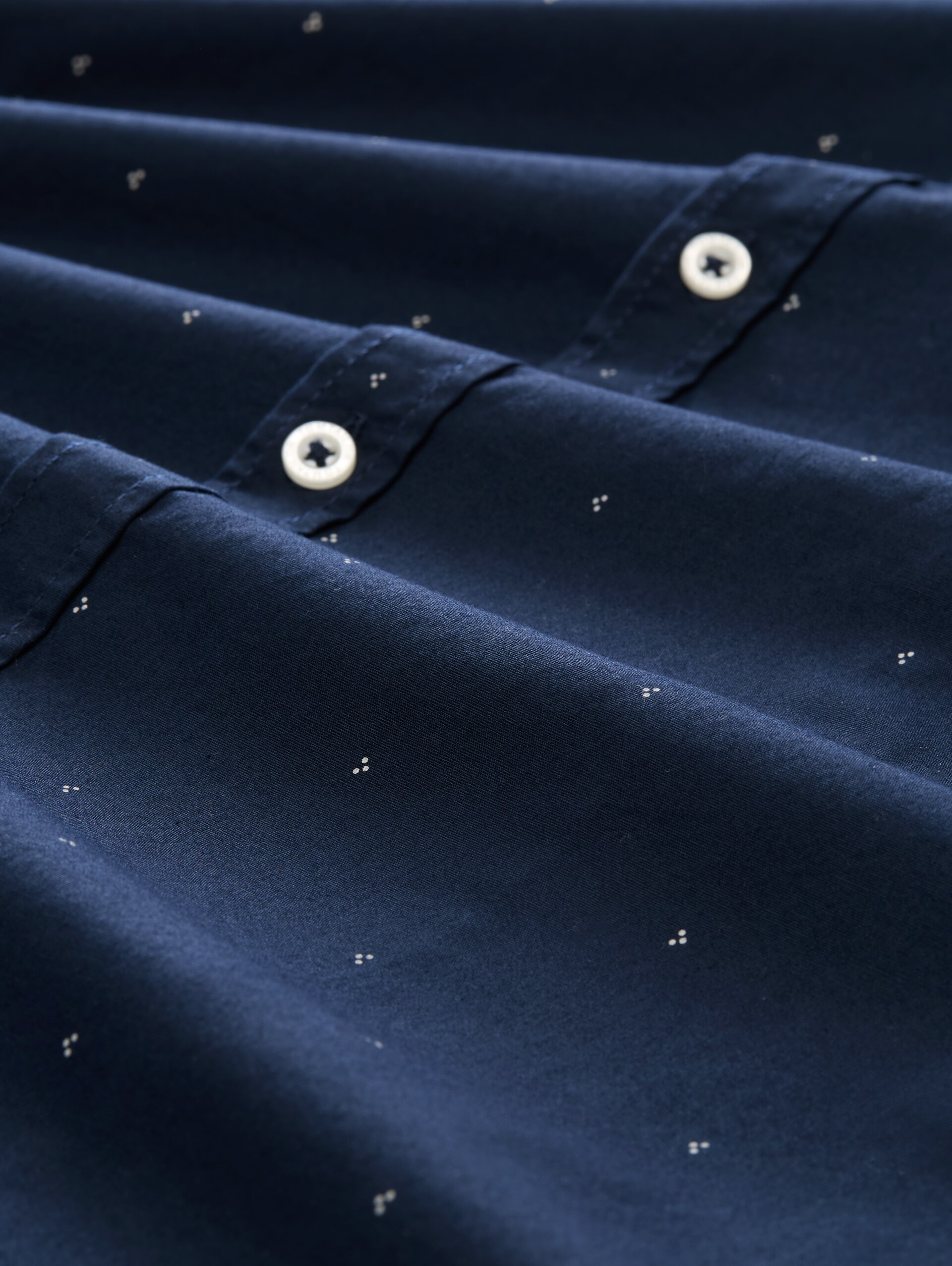 Fitted Hemd mit Stretch - dark blue white dot design - Material-Ansicht