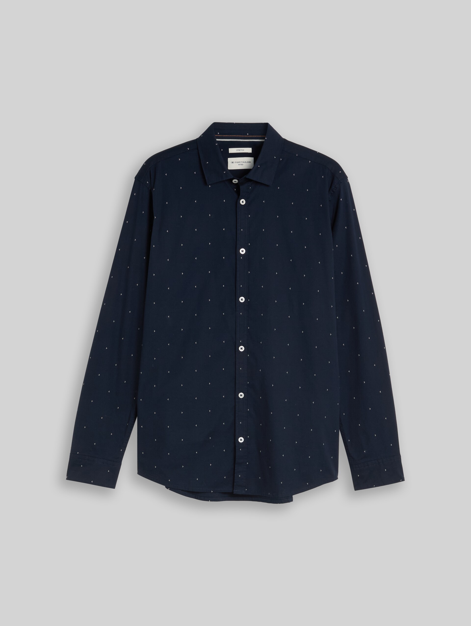 Fitted Hemd mit Stretch - dark blue white dot design - Vorder-Produkt-Ansicht