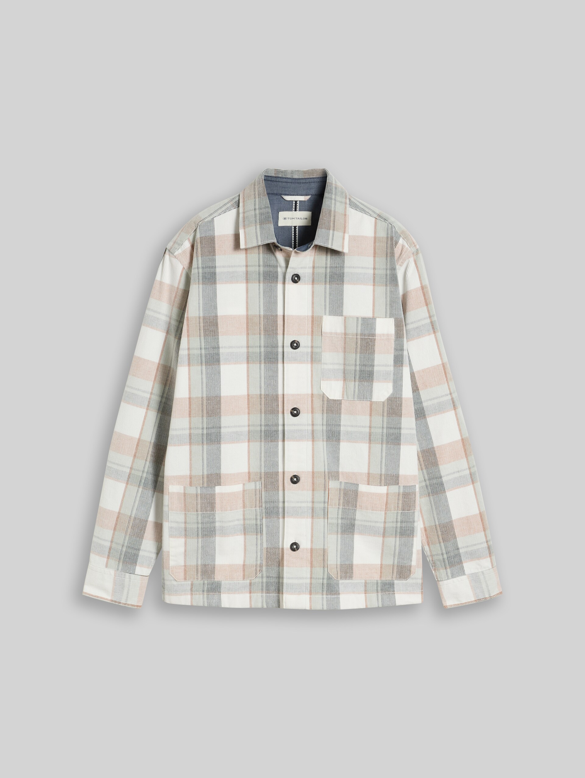 Cord Overshirt mit Karomuster - off white mint check - Vorder-Produkt-Ansicht