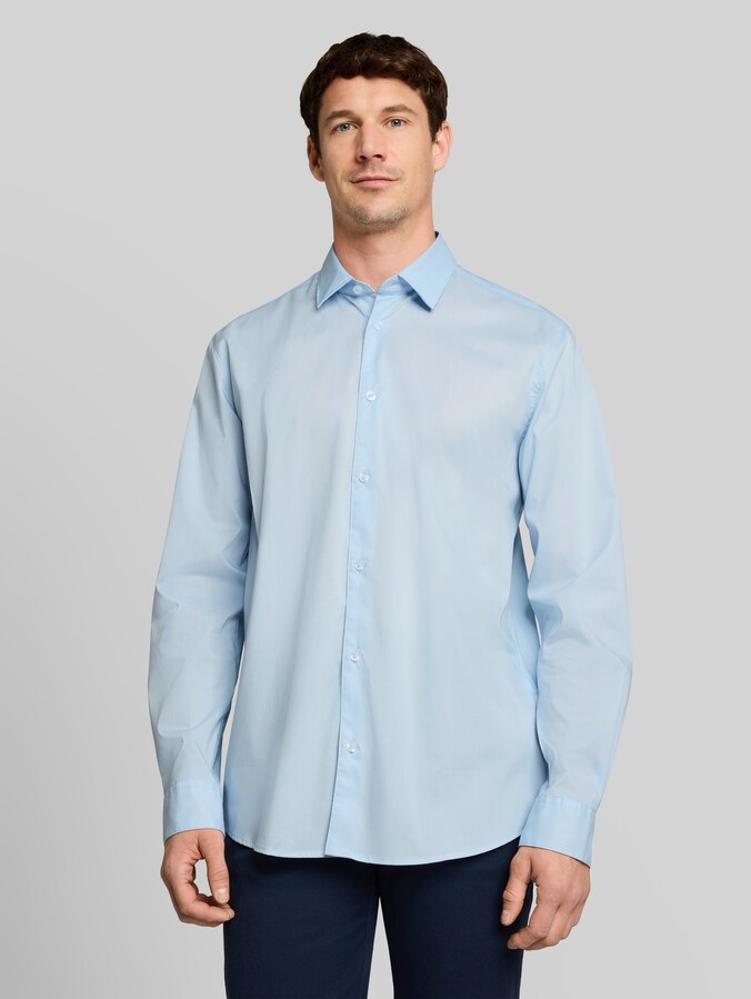 Overhemd met normale pasvorm en stretch door Men, Light Metal Blue