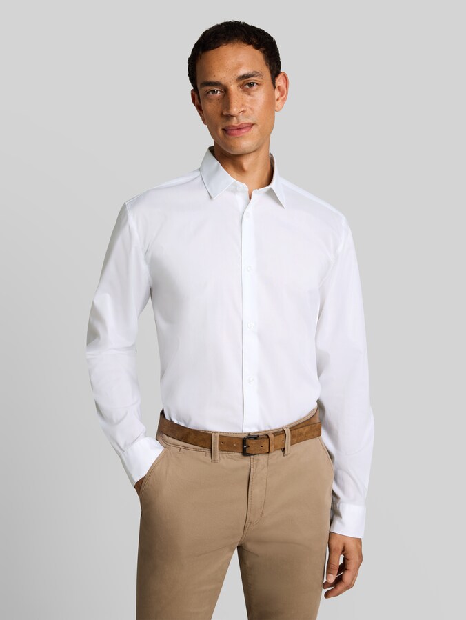 Overhemd met normale pasvorm en stretch door Men, White