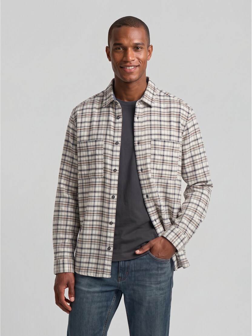 Comfort Fit Flanell-Hemd mit Karomuster von Men, white based mint check