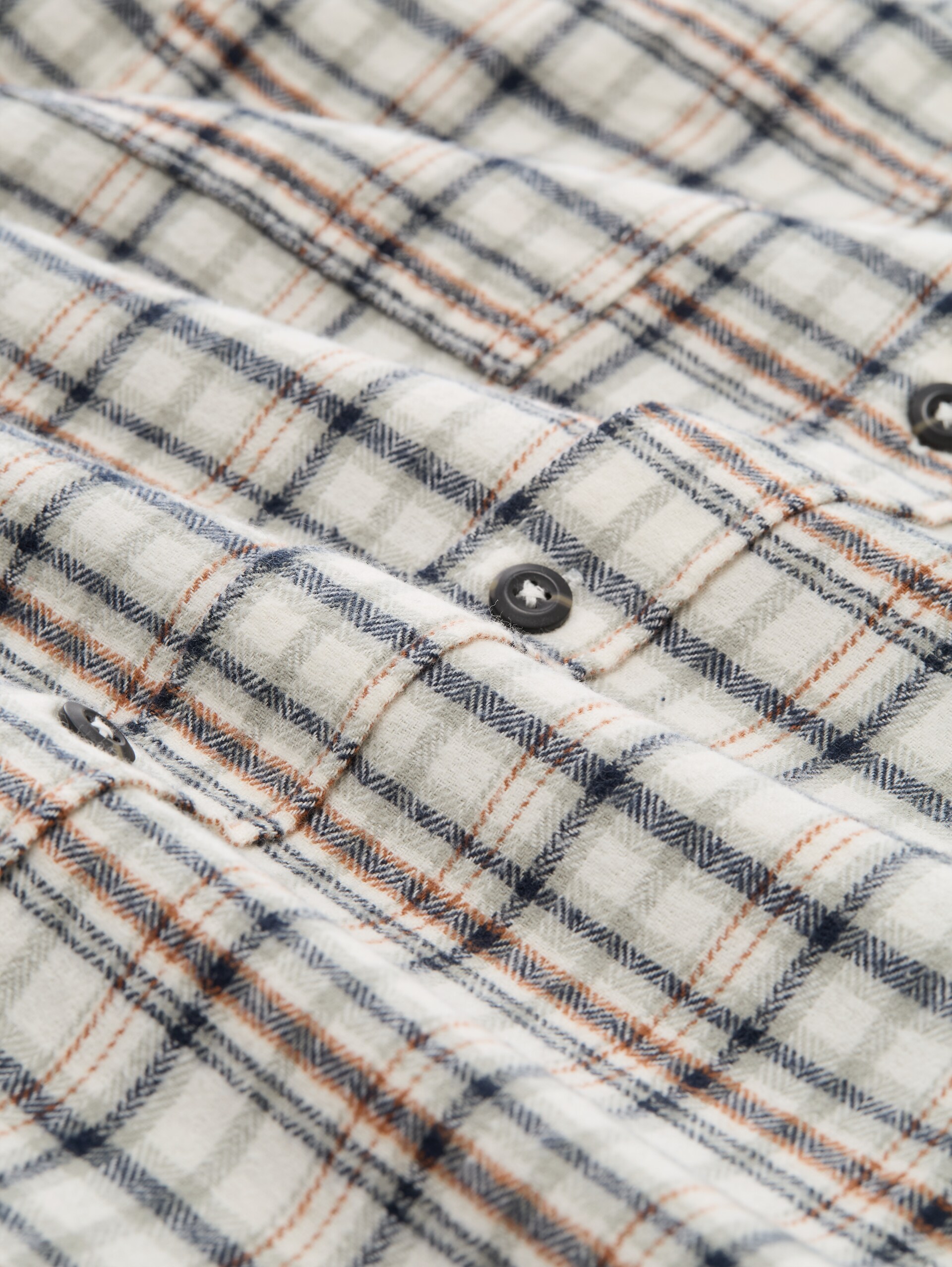 Comfort Fit Flanell-Hemd mit Karomuster - white based mint check - Material-Ansicht