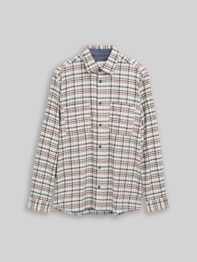 Comfort Fit flanellen overhemd met ruitpatroon door Men, white based mint check