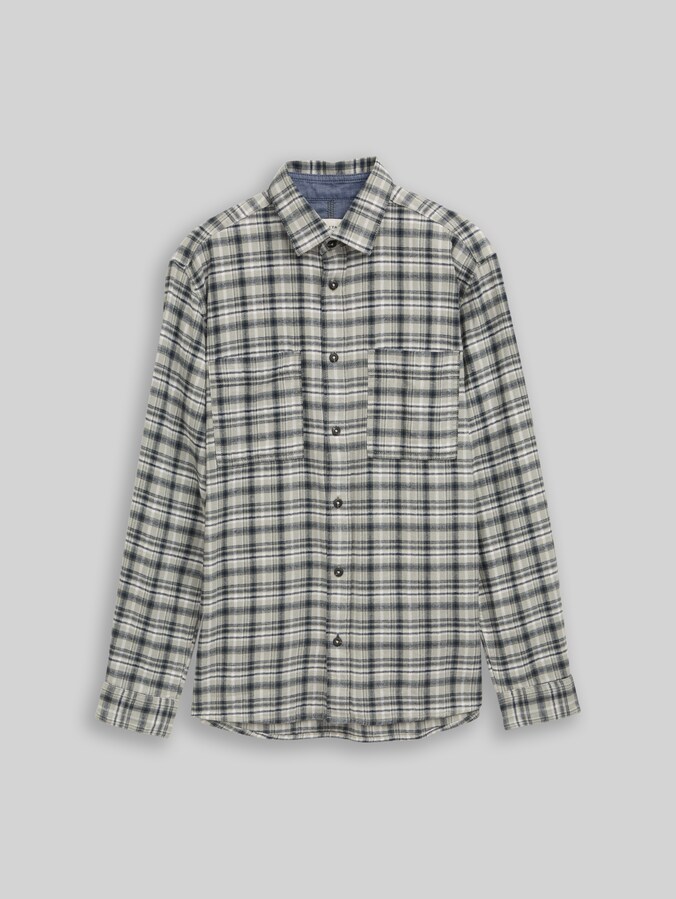Comfort fit flanellen overhemd met ruitjesmotief door Men, mint based white blue check