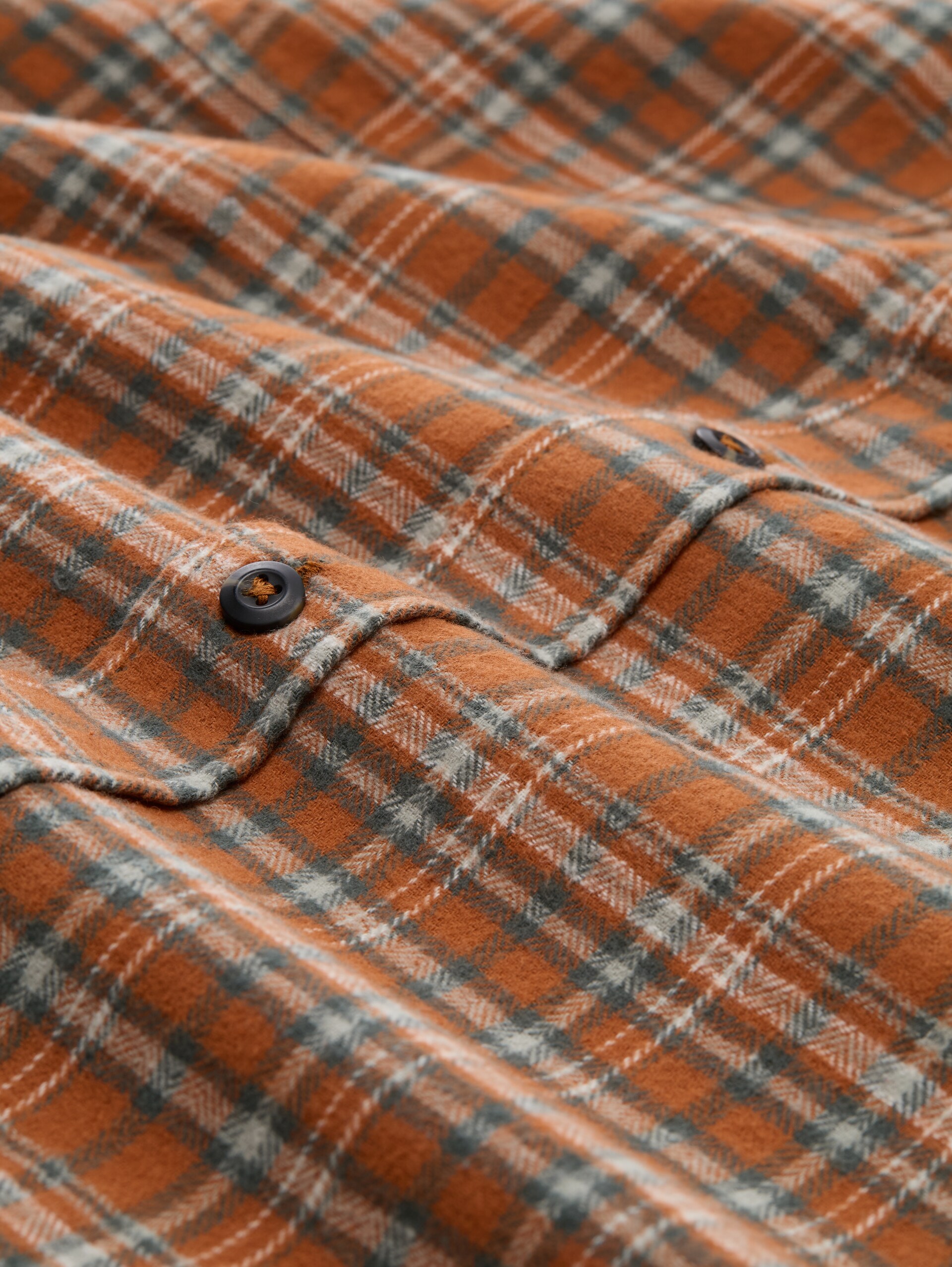 Comfort Fit flanellen overhemd met ruitpatroon - brown orange based mint check - Materiaalweergave