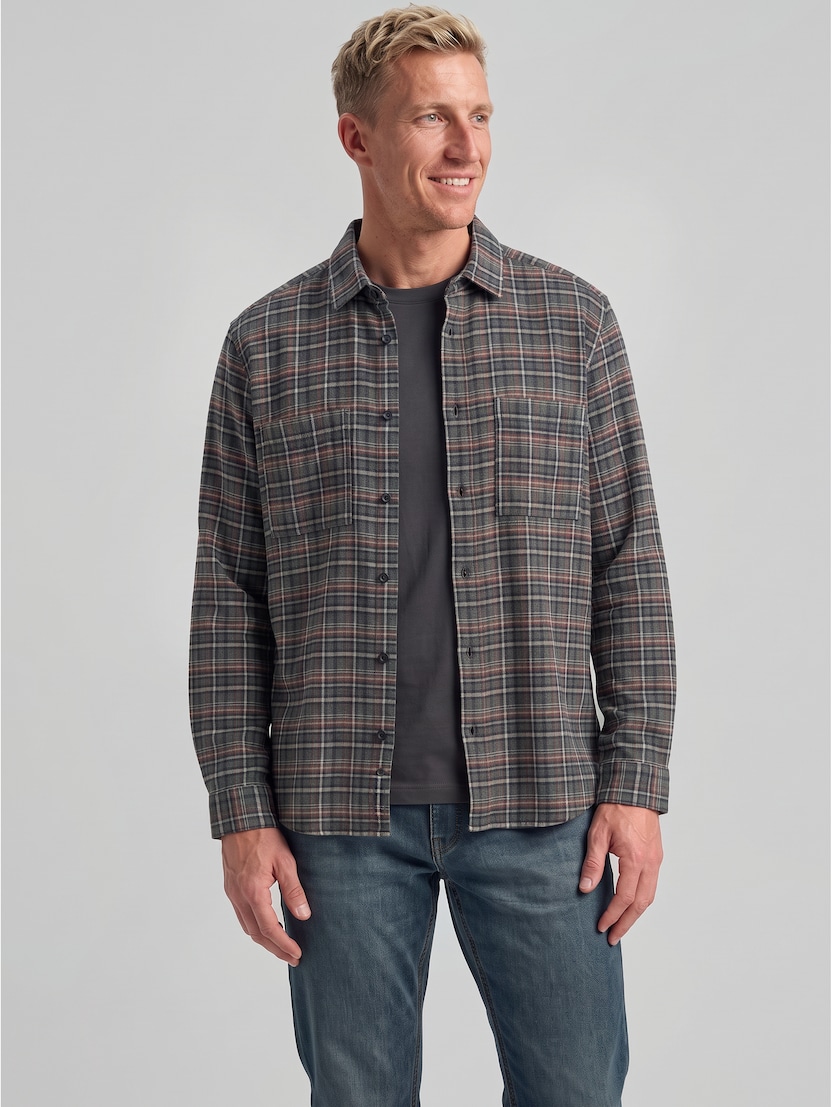 Comfort Fit Flanell-Hemd mit Karomuster von Men, green based blue mint check