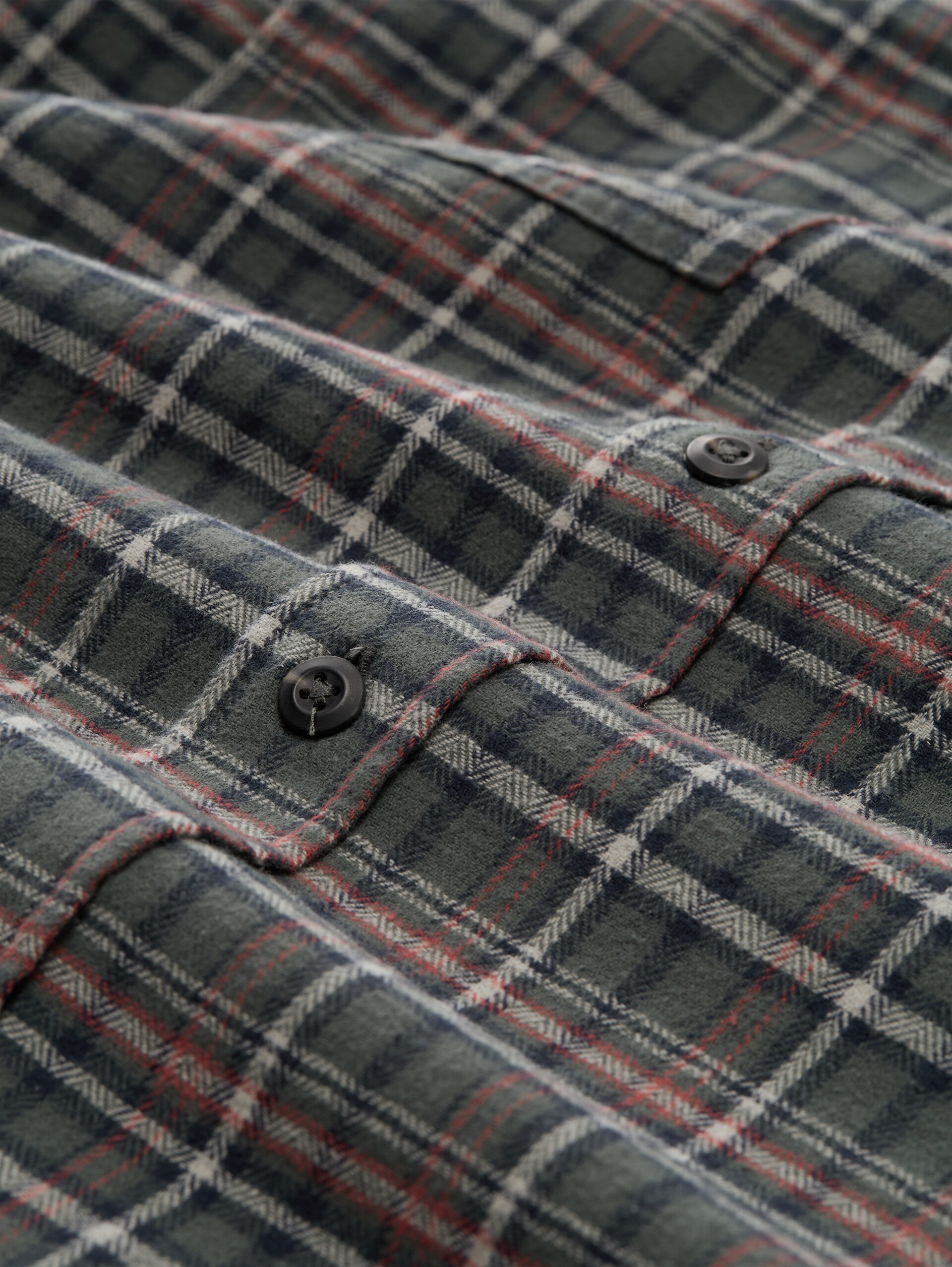 Comfort Fit Flanell-Hemd mit Karomuster - green based blue mint check - Material-Ansicht