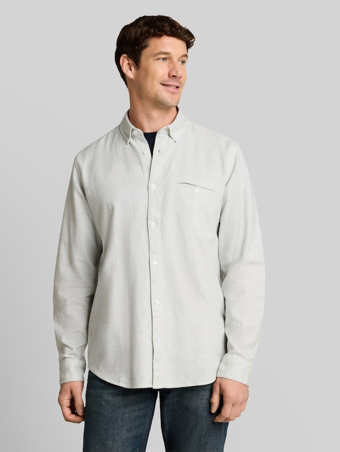 Regular Fit Hemd aus Baumwolle von Men, white based green structure
