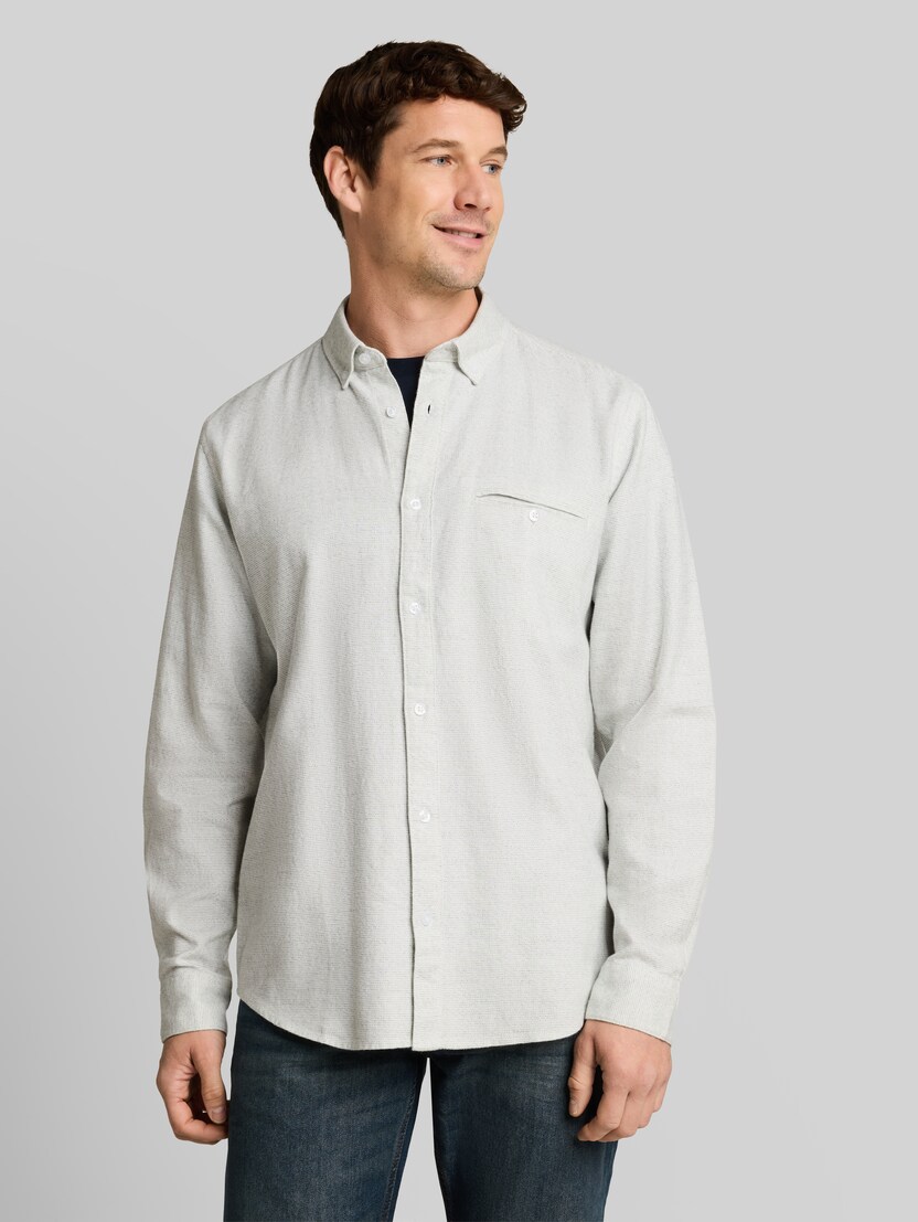 Regular Fit Hemd aus Baumwolle von Men, white based green structure