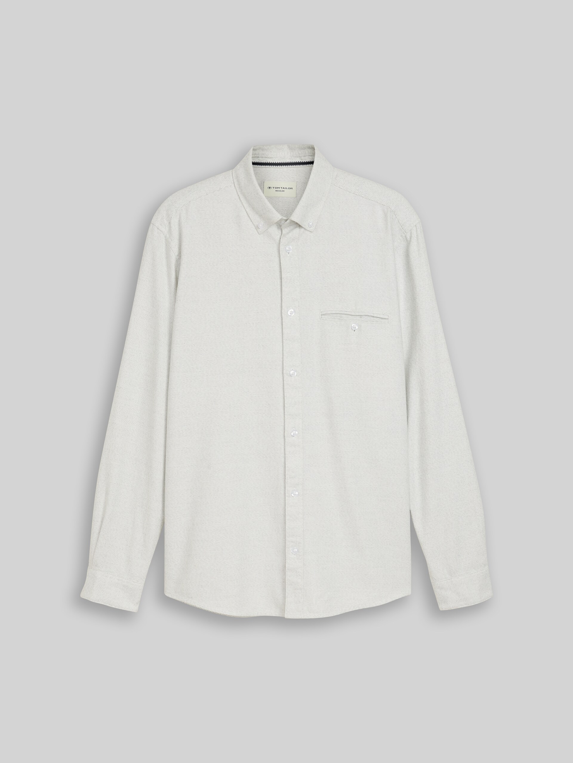 Regular Fit Hemd aus Baumwolle - white based green structure - Vorder-Produkt-Ansicht