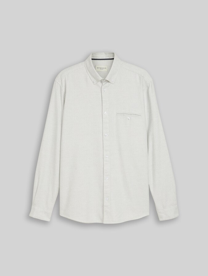 Regular Fit Hemd aus Baumwolle von Men, white based green structure