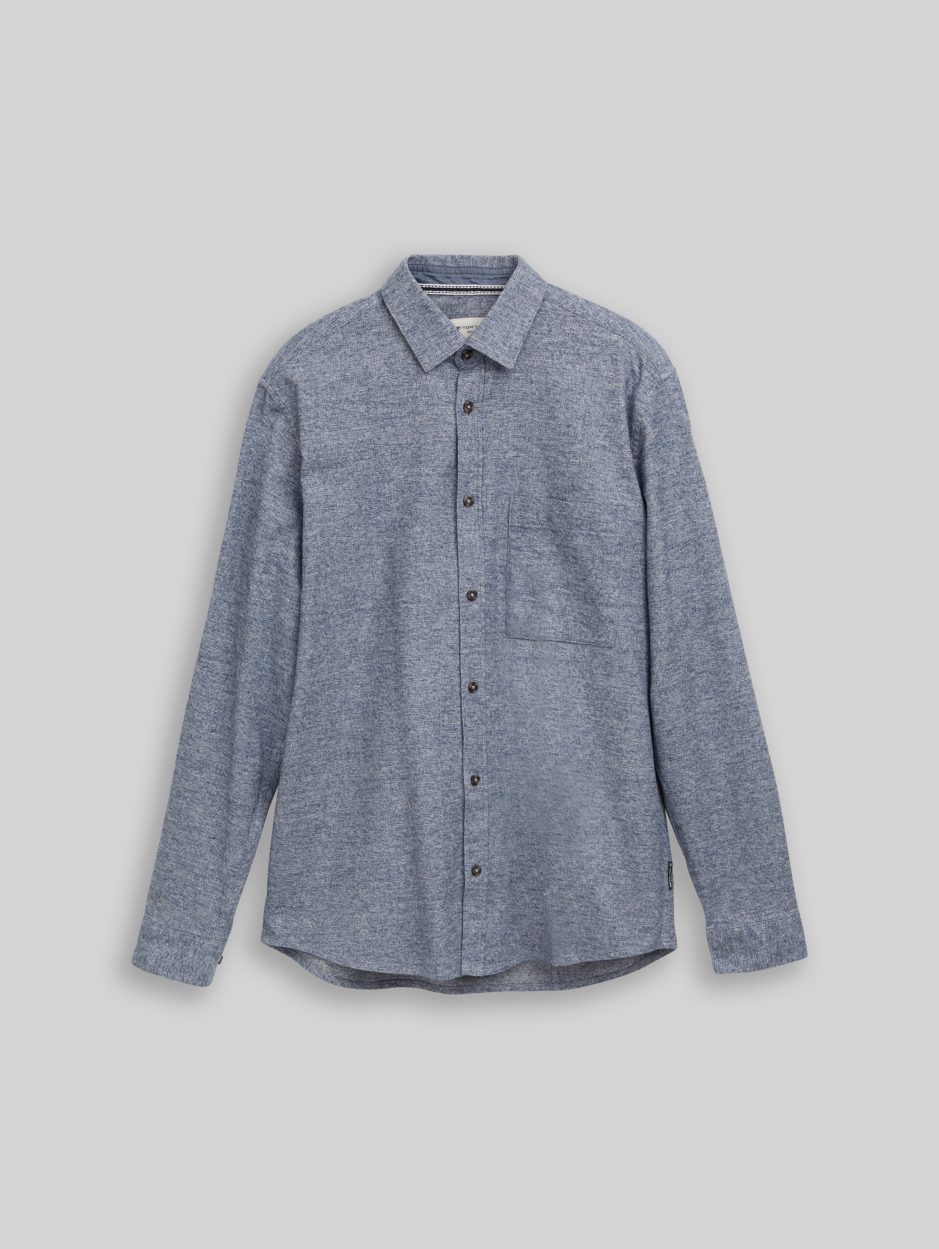 Regular Fit Flanell-Hemd - white blue grindle structure - Vorder-Produkt-Ansicht