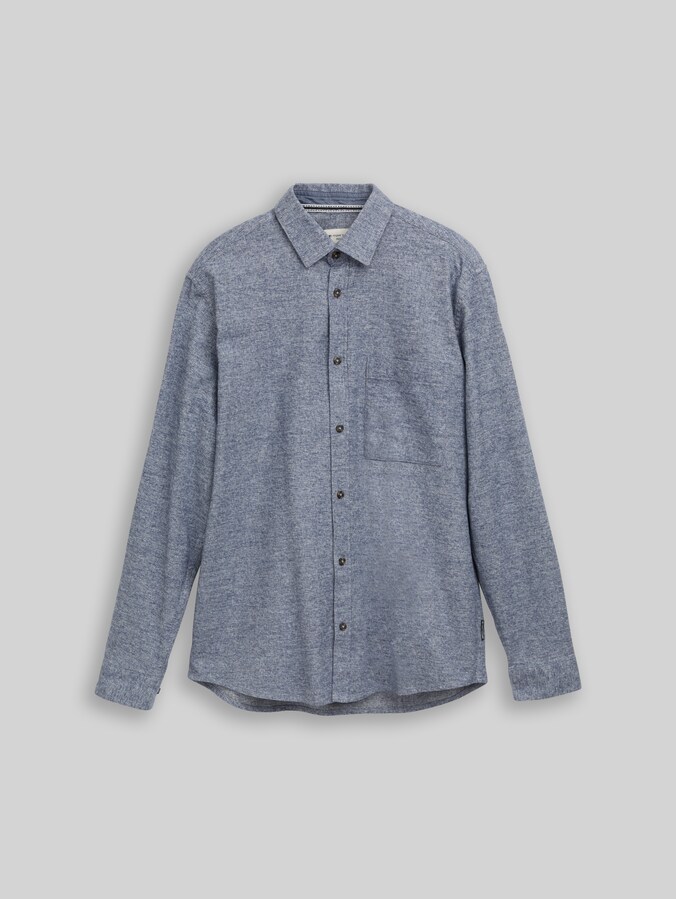 Regular-fit flannel shirt by Men, white blue grindle structure
