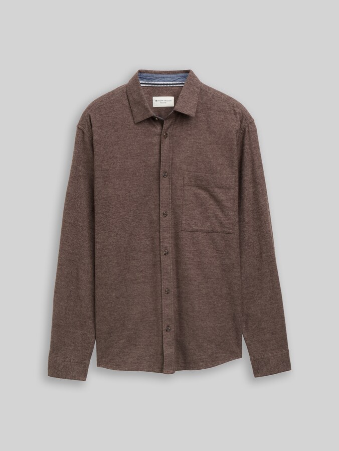 Regular-fit flannel shirt by Men, brown grindle structure