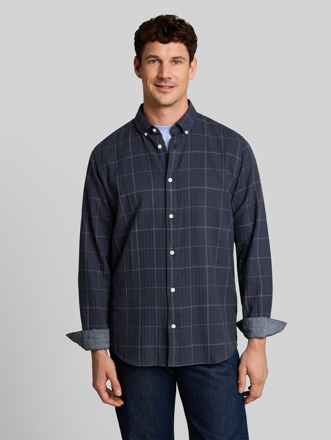Chemise en coton à coupe classique par Men, blue window check