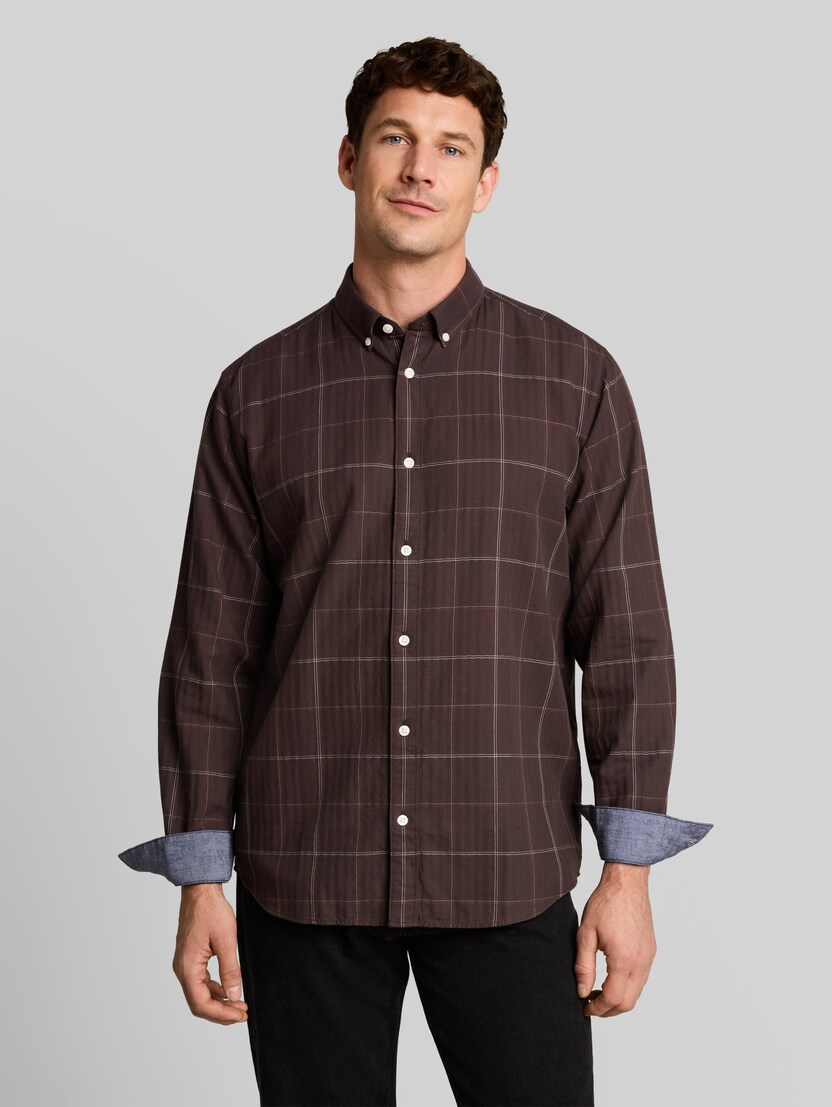 Regular Fit Hemd aus Baumwolle von Men, brown window check