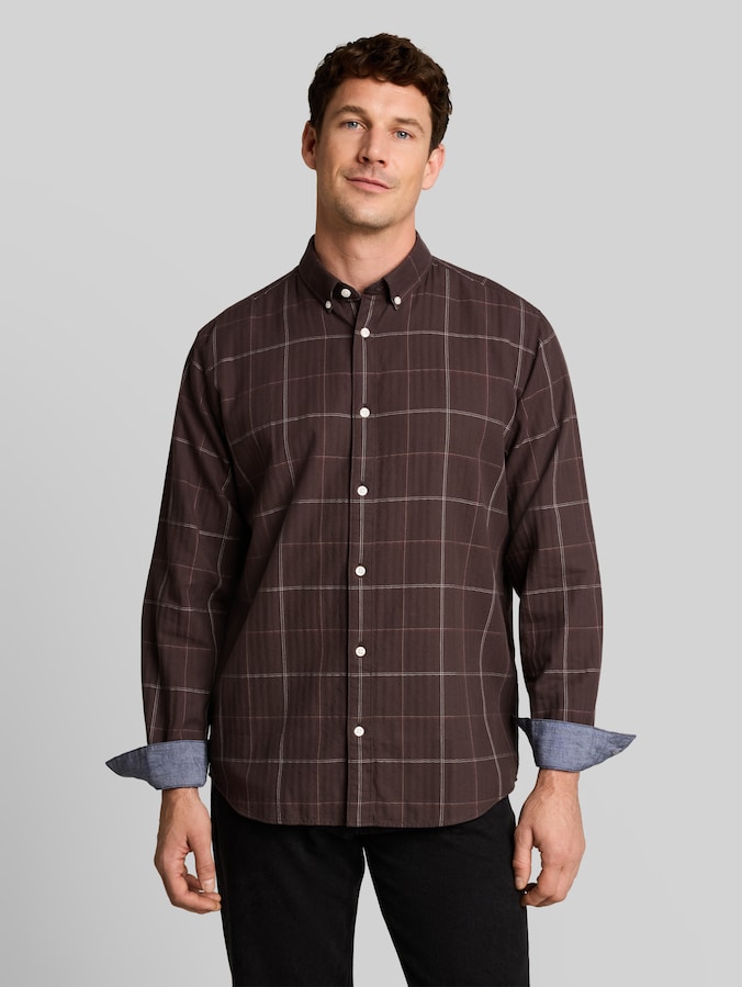 Chemise en coton à coupe classique par Men, brown window check
