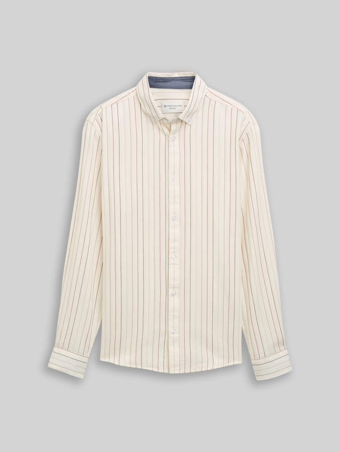 Chemise en coton à coupe classique par Men, white multicolored stripes
