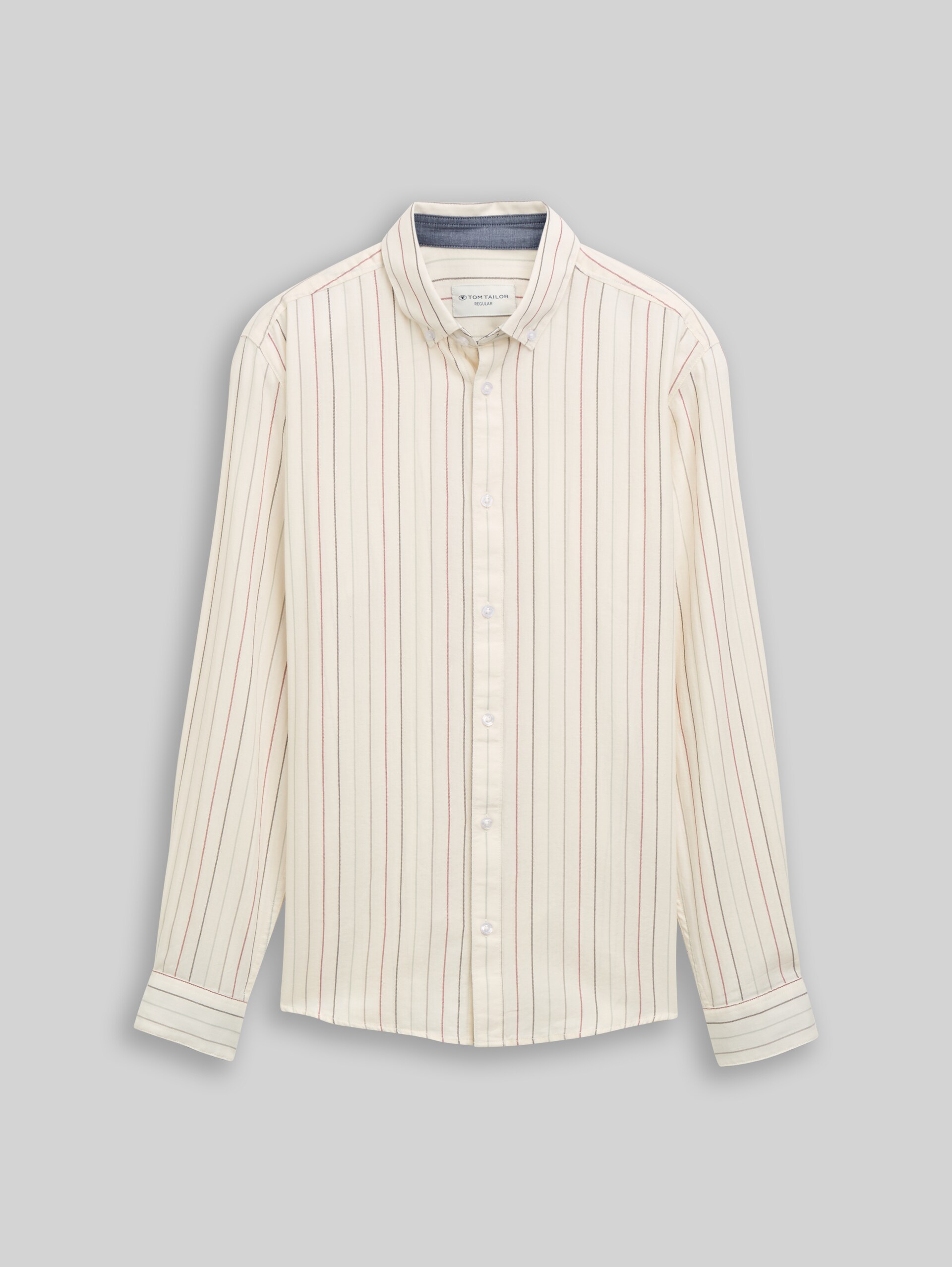 Chemise en coton à coupe classique - white multicolored stripes - Vue de face du produit