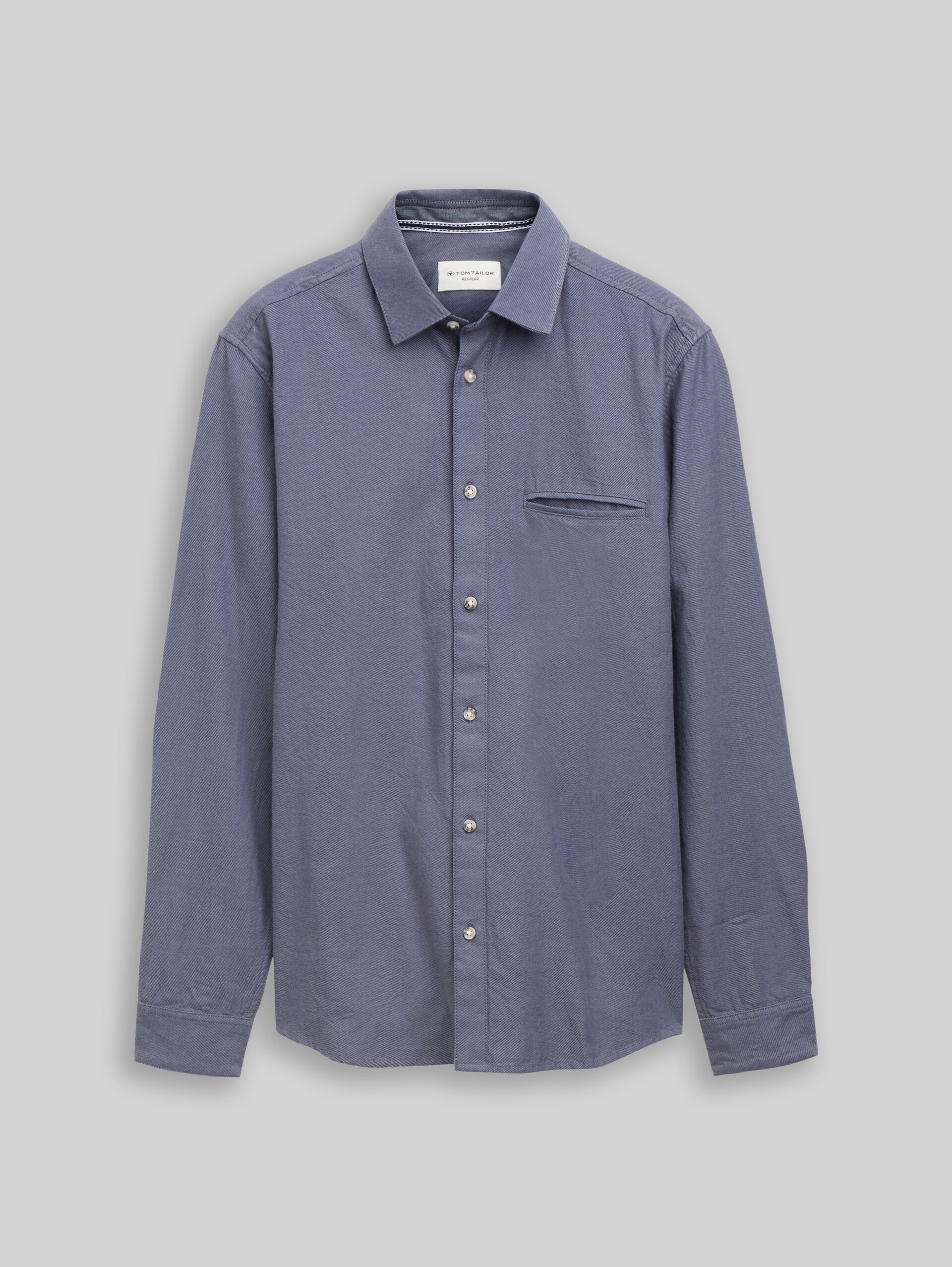 Regular Fit Twill Hemd aus Baumwolle - blue twill structure - Vorder-Produkt-Ansicht