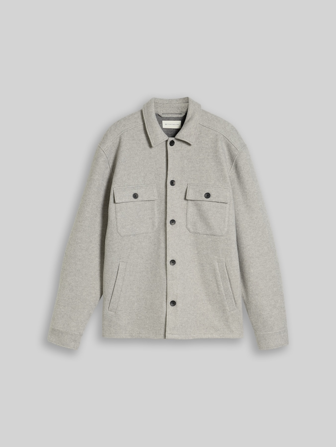 Overshirt in Woll-Optik von Men, Knit Grey Melange