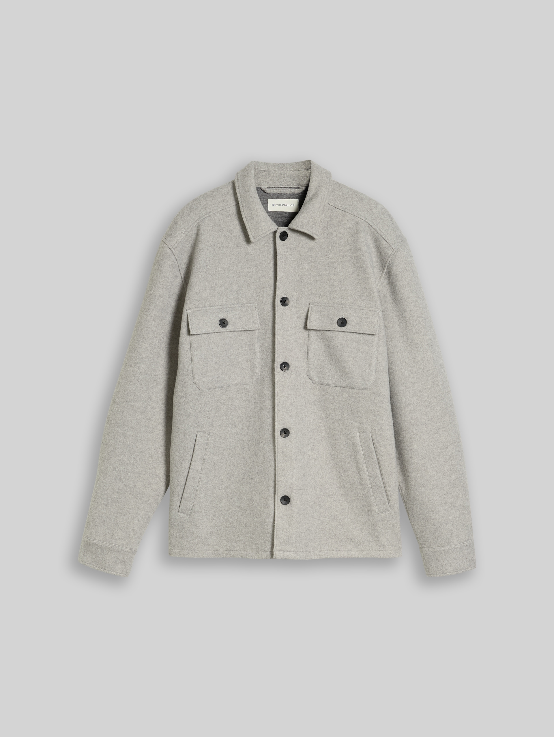 Overshirt in Woll-Optik - Knit Grey Melange - Vorder-Produkt-Ansicht