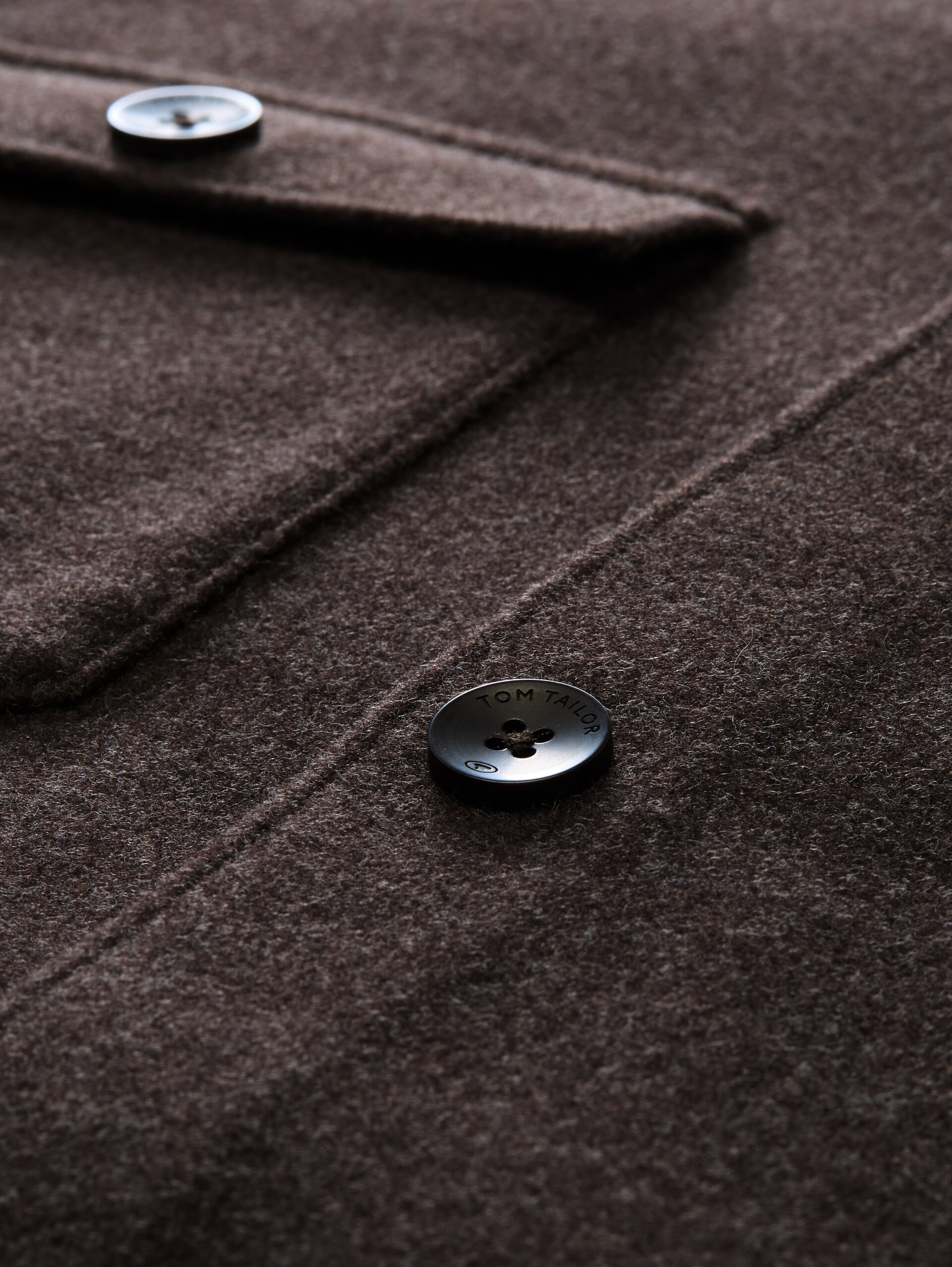 Overshirt in Woll-Optik - dark chocolate brown melange - Material-Ansicht