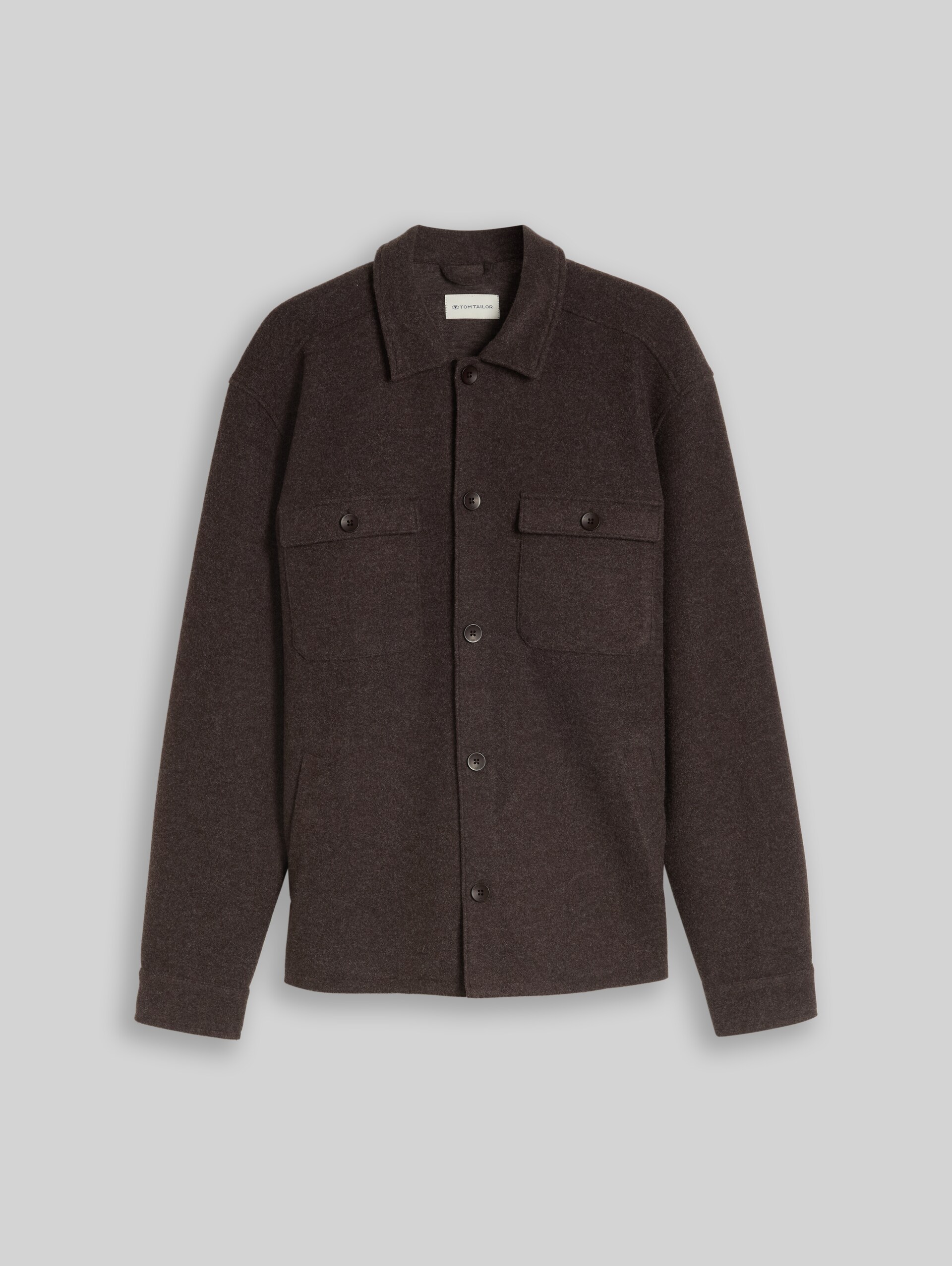Overshirt in Woll-Optik - dark chocolate brown melange - Vorder-Produkt-Ansicht