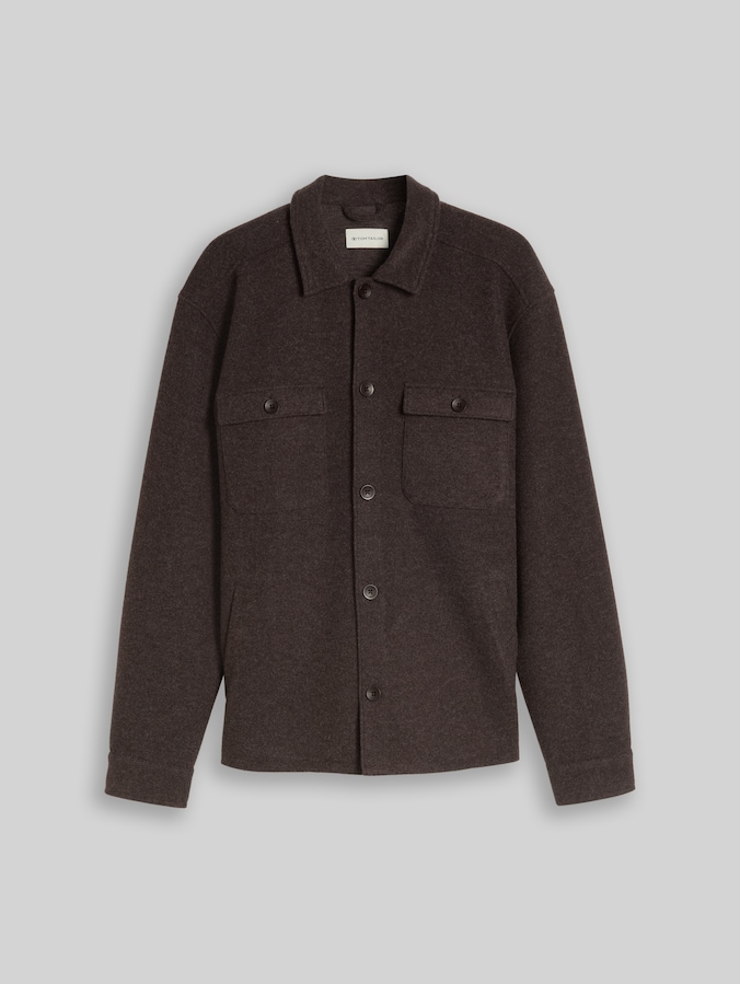 Overshirt in Woll-Optik von Men, dark chocolate brown melange