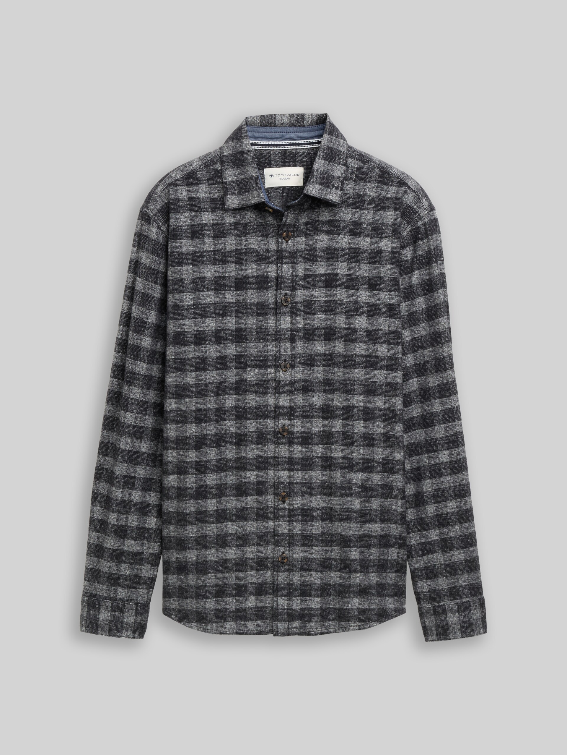 Regular Fit Flanell-Hemd mit Karomuster - black grindle check - Vorder-Produkt-Ansicht