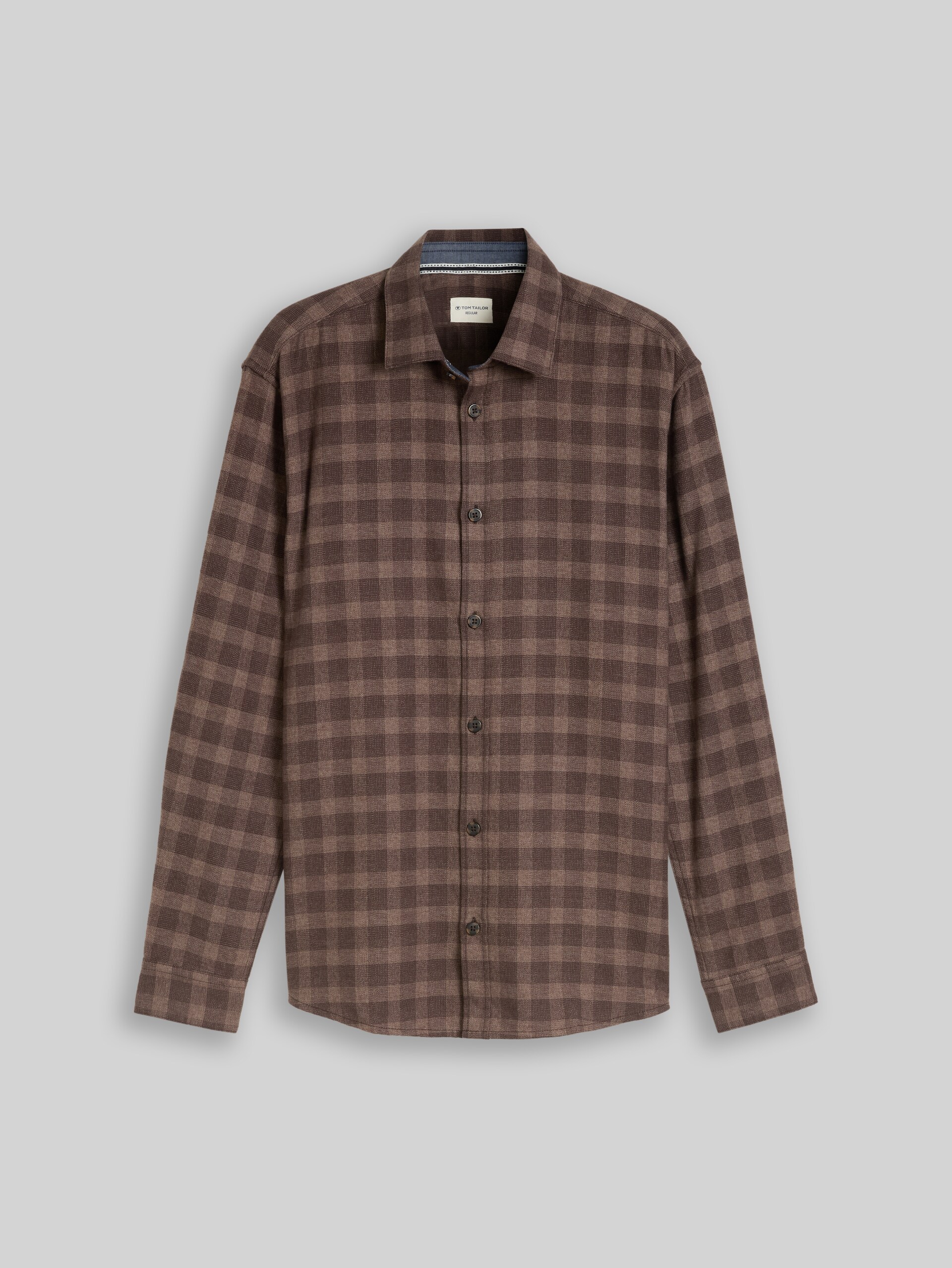Regular Fit Flanell-Hemd mit Karomuster - dark brown grindle check - Vorder-Produkt-Ansicht