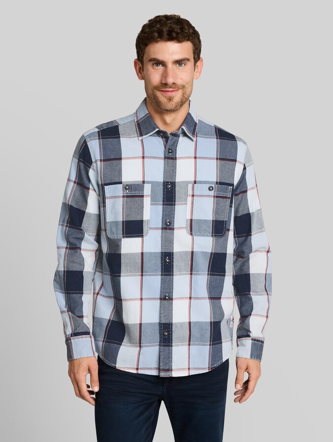 Regular Fit Hemd im Washed-Look von Men, blue big check