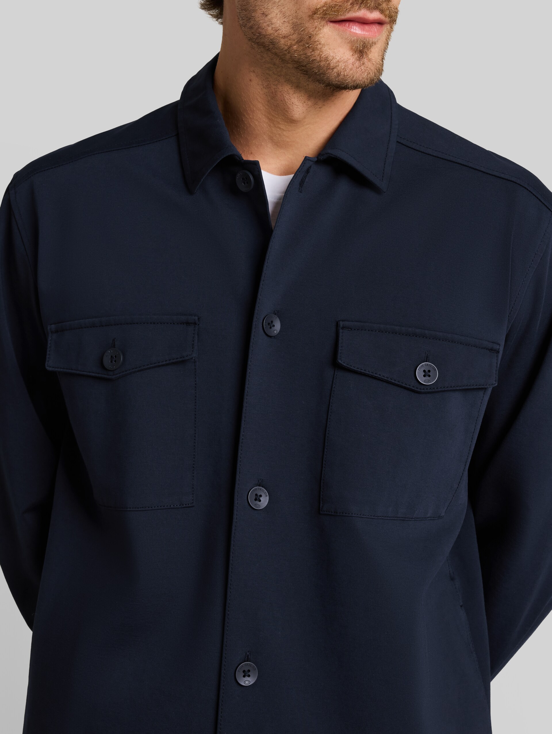 Sweat-overshirt met zakken - sky captain blue - Detailaanzicht model