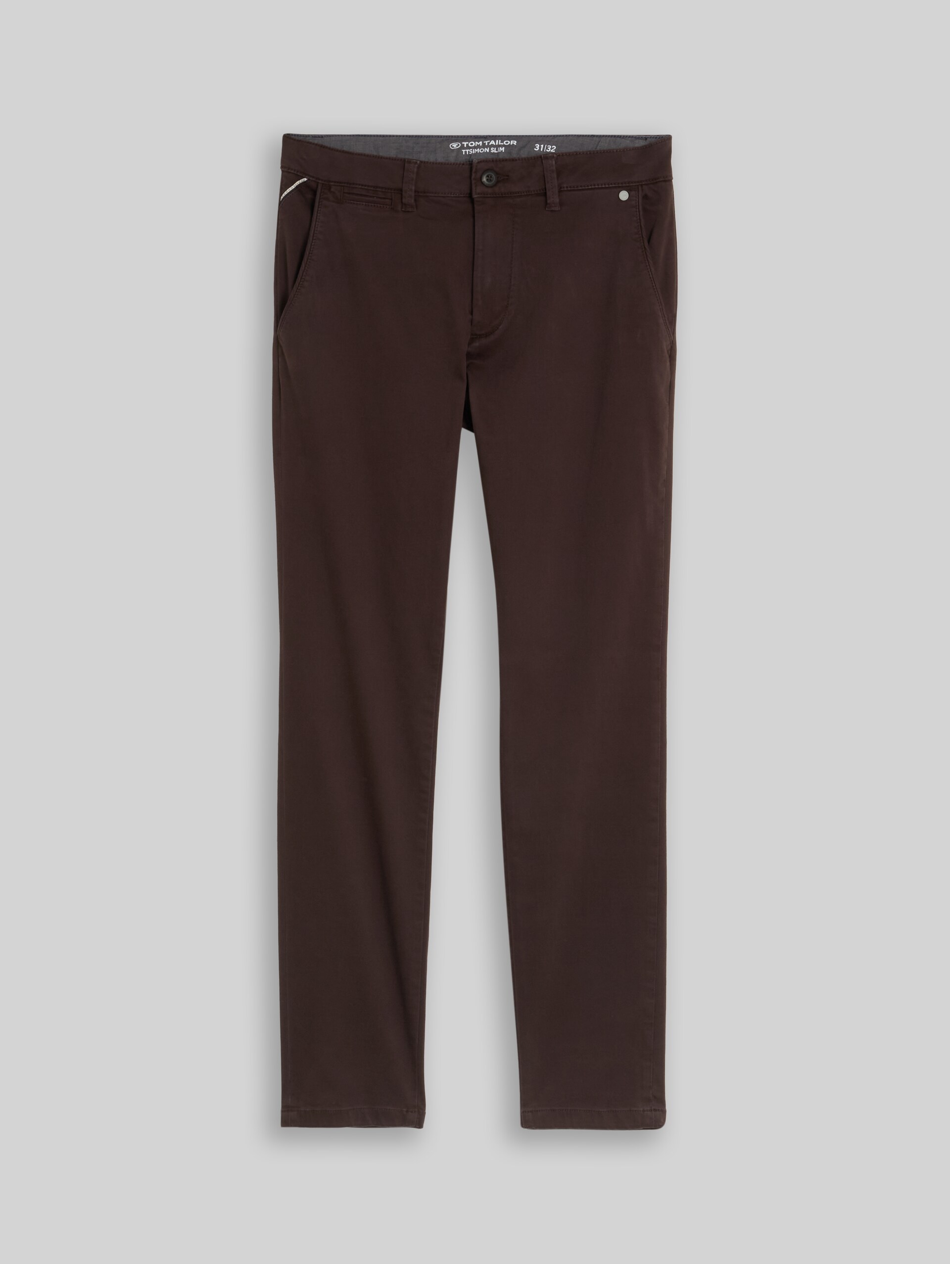 TTSIMON SLIM chino met gewassen look - Dark Chocolate Brown - Product vooraanzicht