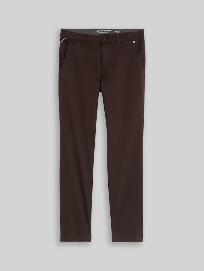 TTSIMON SLIM chino met gewassen look door Men, Dark Chocolate Brown