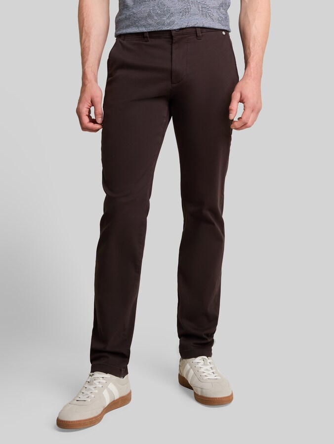 TTSIMON SLIM Chino Hose im Washed-Look von Men, Dark Chocolate Brown