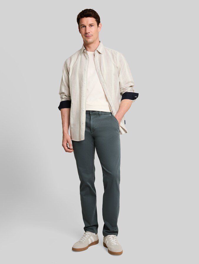 TTSIMON SLIM chino met gewassen look door Men, Darkest Olive