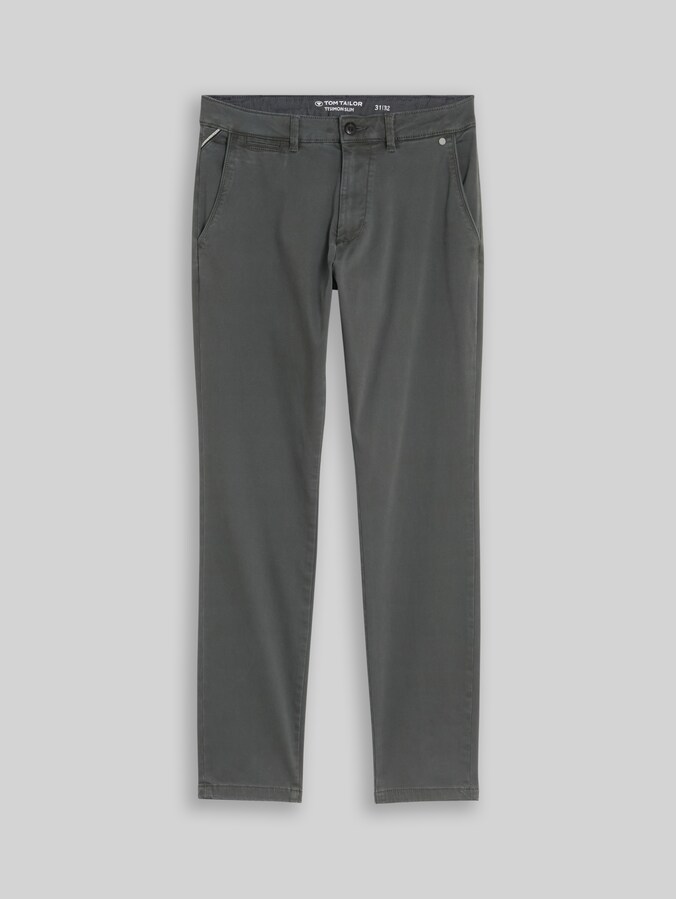 TTSIMON SLIM chino met gewassen look door Men, Darkest Olive