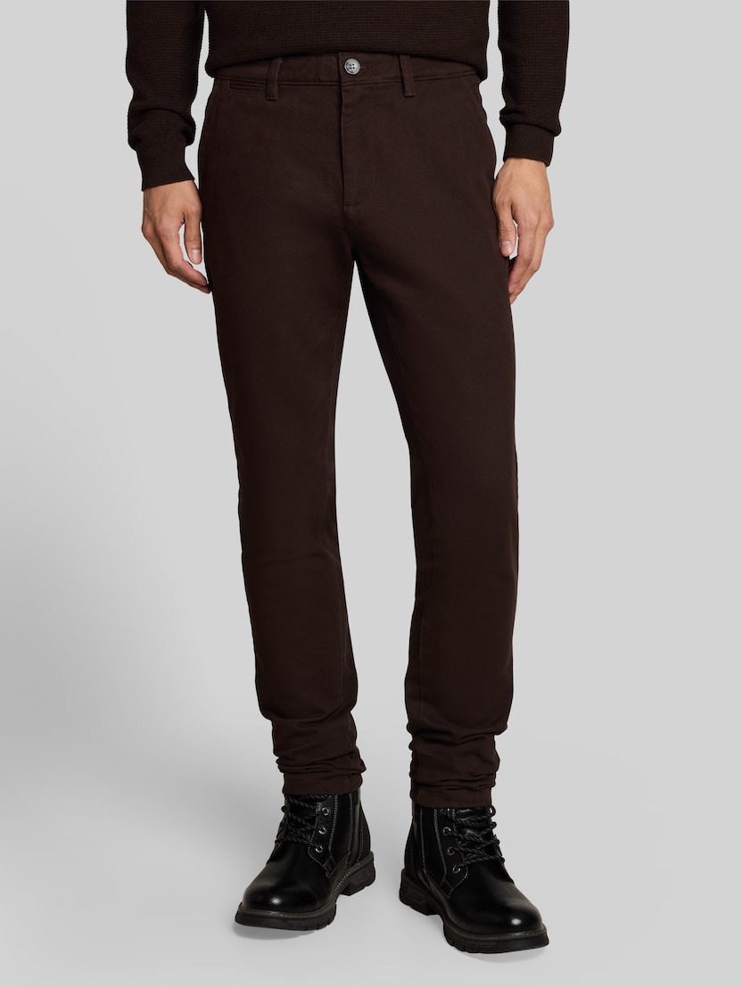 TTSIMON SLIM chino van katoen door Men, Dark Chocolate Brown