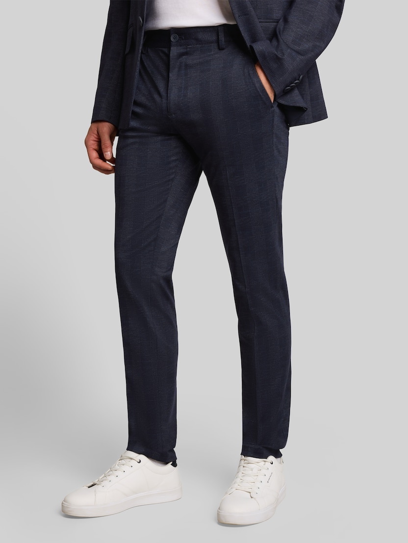 TTSIMON SLIM chino met ruitjespatroon door Men, navy houndstooth check design