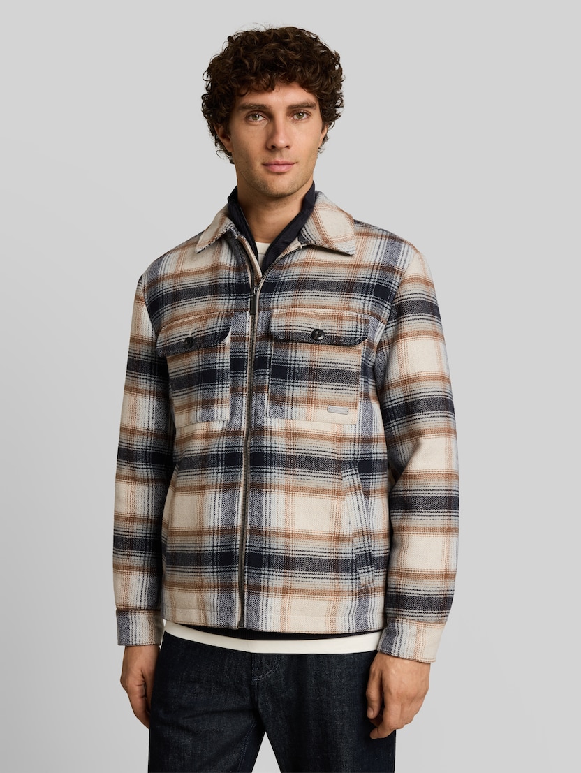 Overshirt met wol door Men, iron mint big check