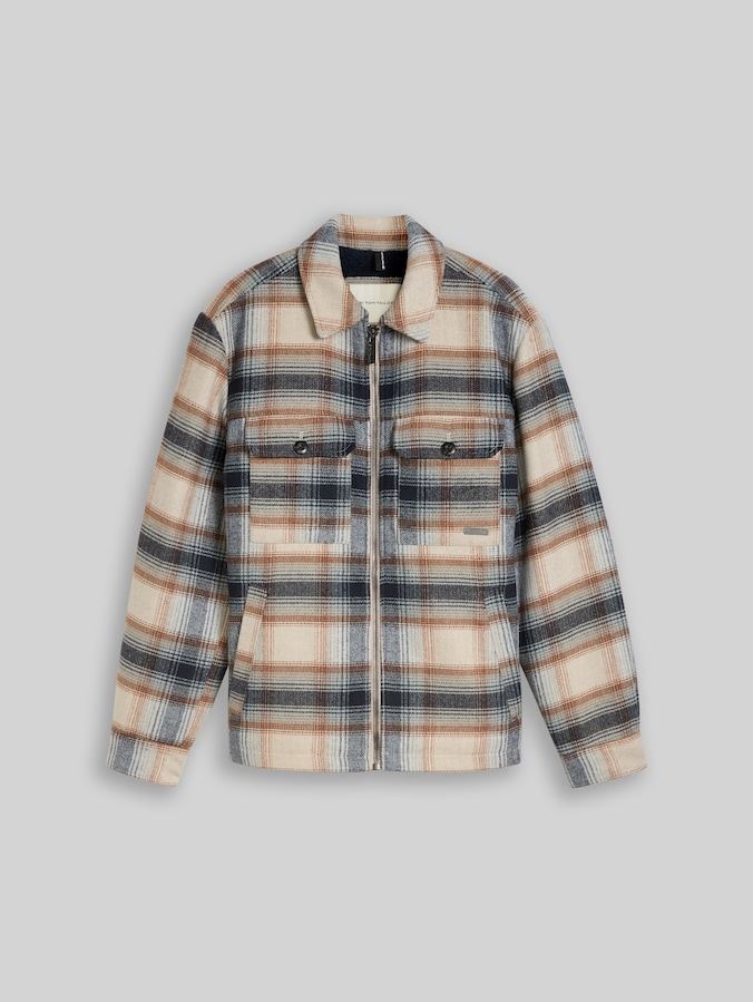 Overshirt met wol door Men, iron mint big check