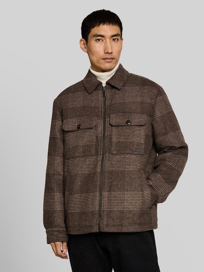 Overshirt met wol door Men, taupe check