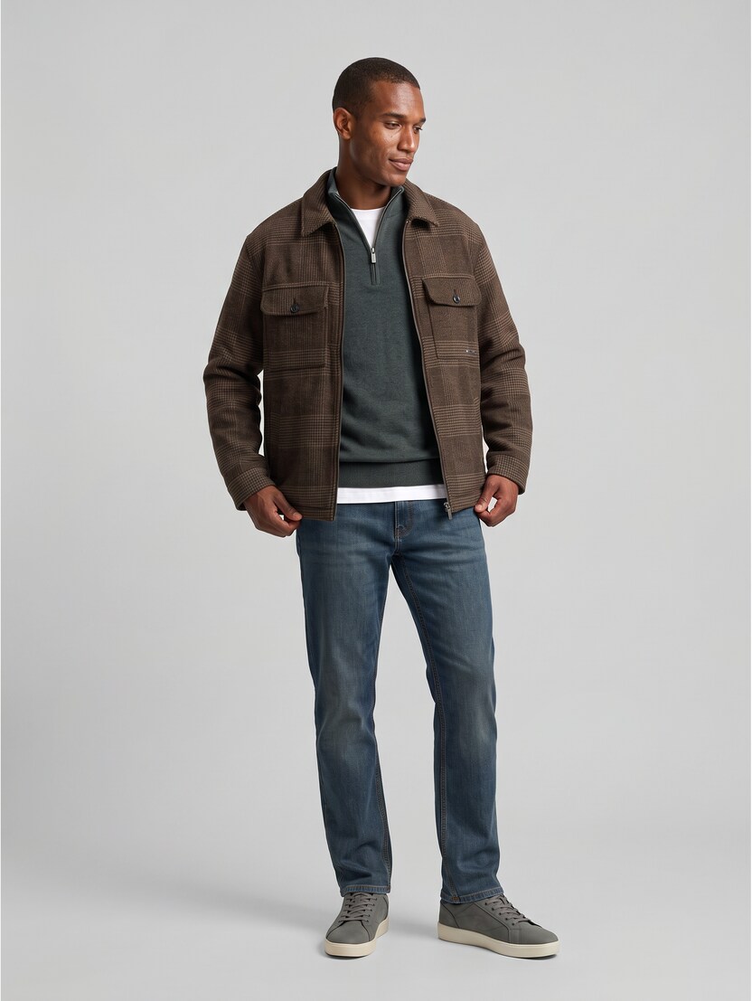 Overshirt mit Wollanteil von Men, taupe check