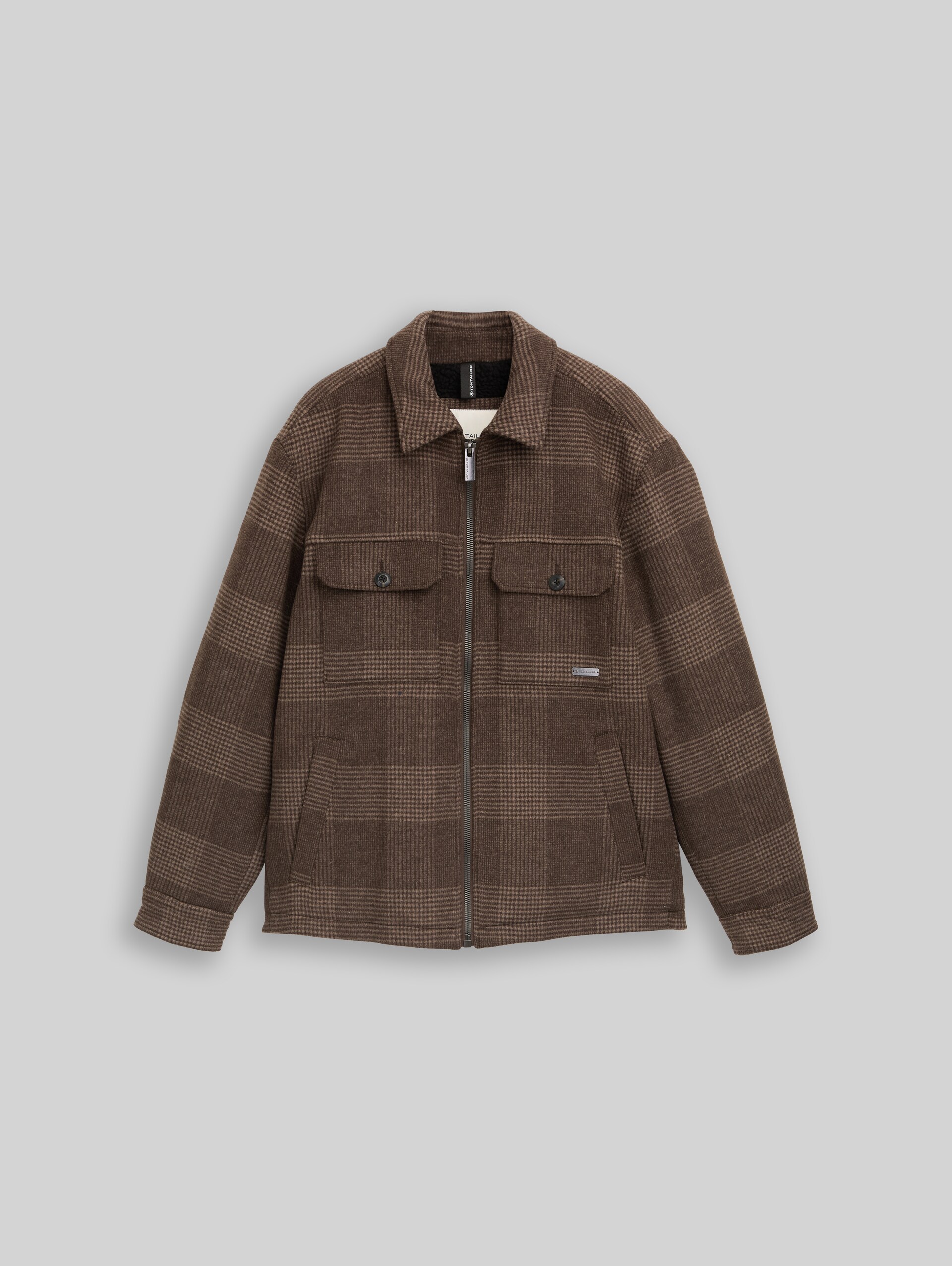 Overshirt mit Wollanteil - taupe check - Vorder-Produkt-Ansicht