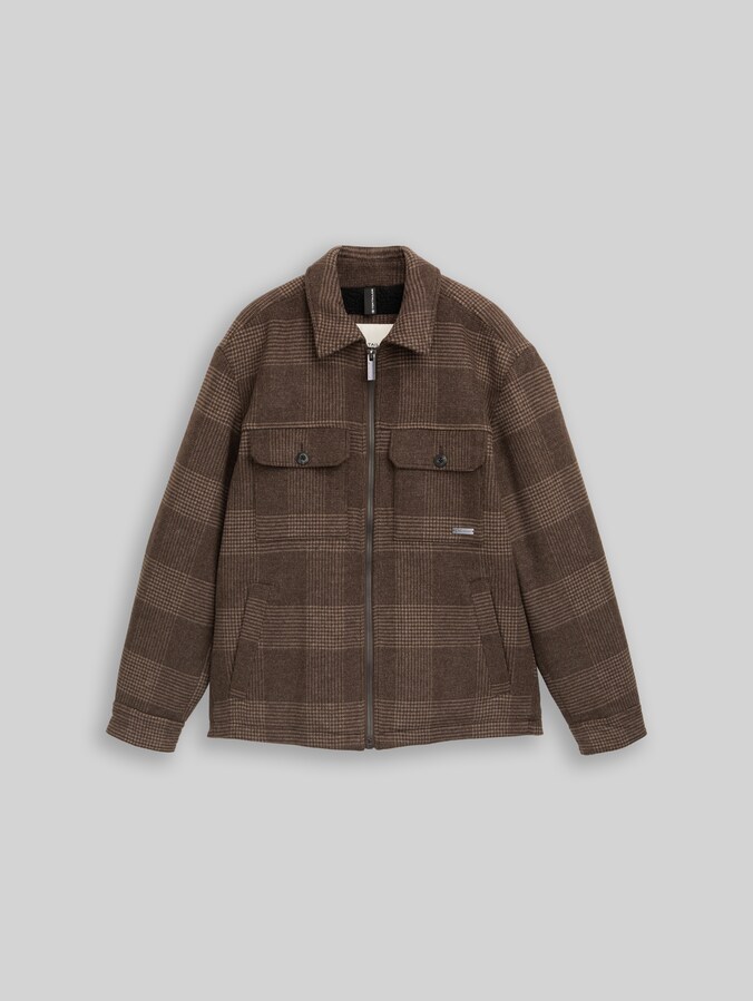Overshirt met wol door Men, taupe check