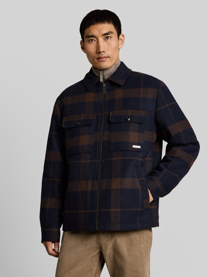 Surchemise avec une part de laine par Men, navy camel check